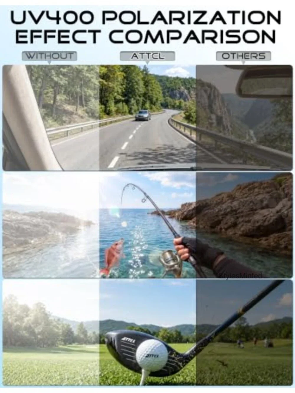 Polarized Sunglasses for Driving UV400 Protection Lightweight Metal Rectangle